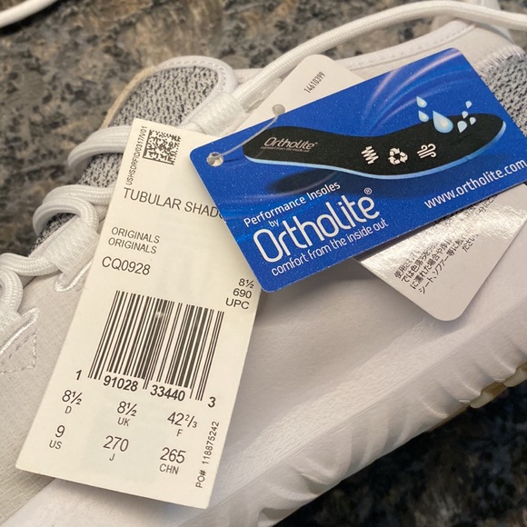 Adidas Ortholite Tubular Shadow Men’s size US 9 gray and white lace up sneaker - Picture 8 of 8